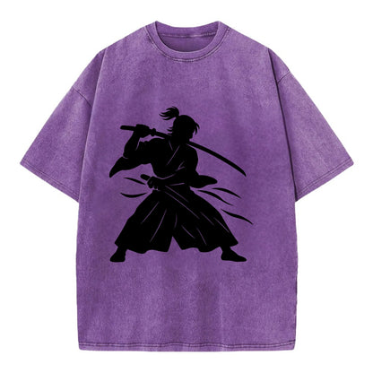 Japanese samurai sword draw - Vintage T-shirt - Purple