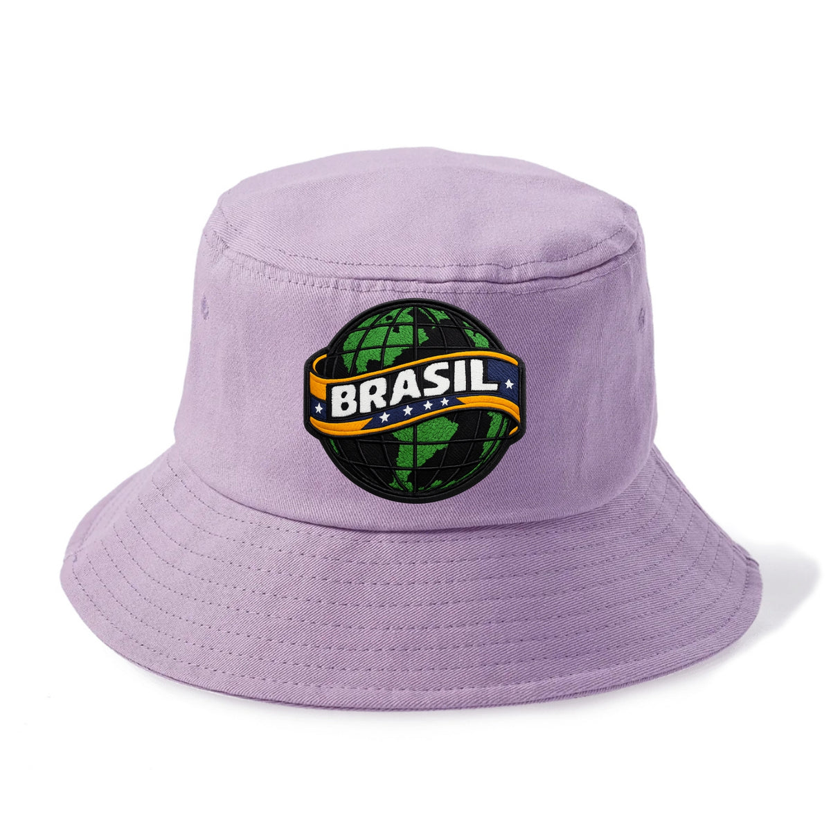 BRAZILIAN FLAG GLOBE - green globe with banner in green yellow blue , Brasil - Bucket Hat - Purple