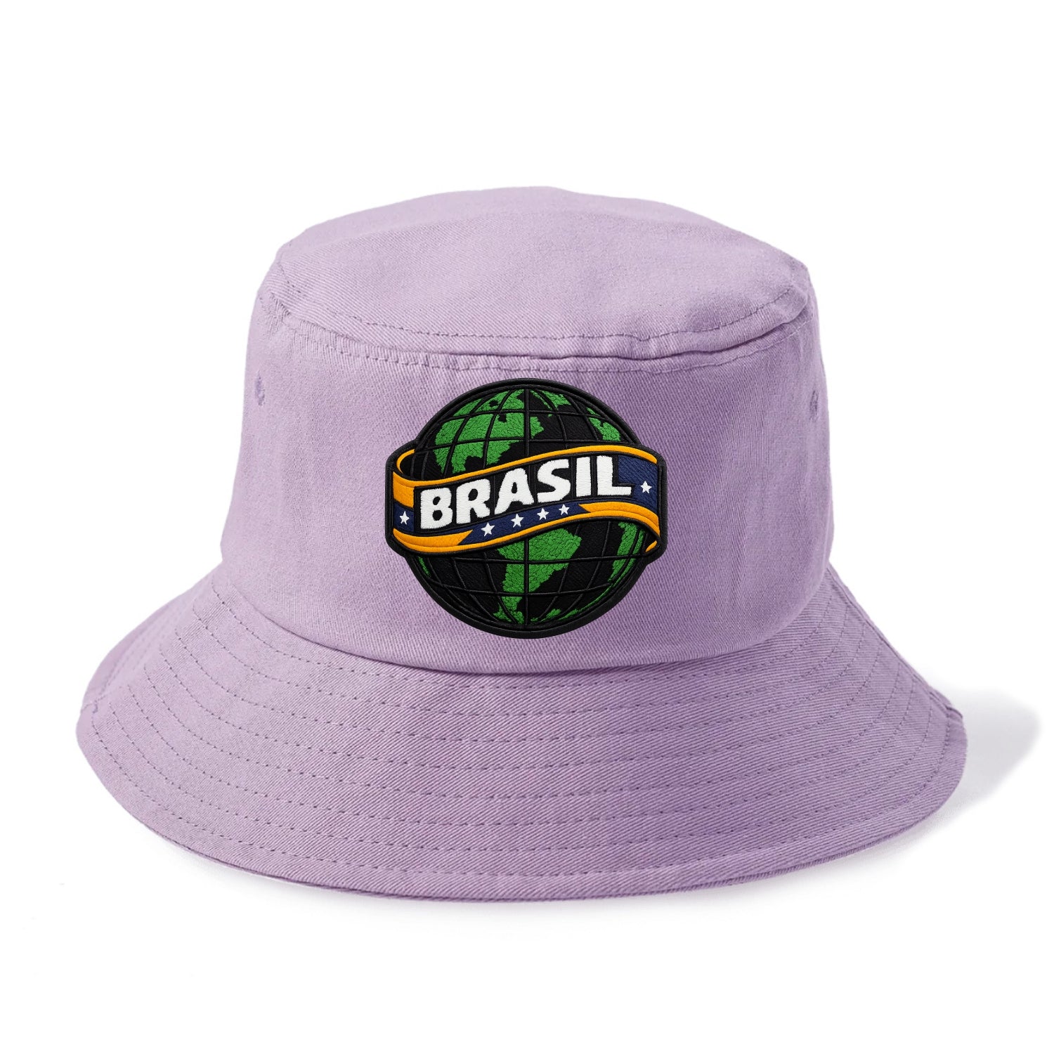 BRAZILIAN FLAG GLOBE - green globe with banner in green yellow blue , Brasil - Bucket Hat - Purple