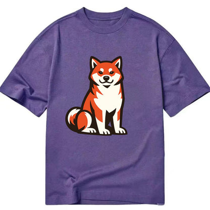 Sitting Shiba Inu Emblem - Classic T-shirt - Purple