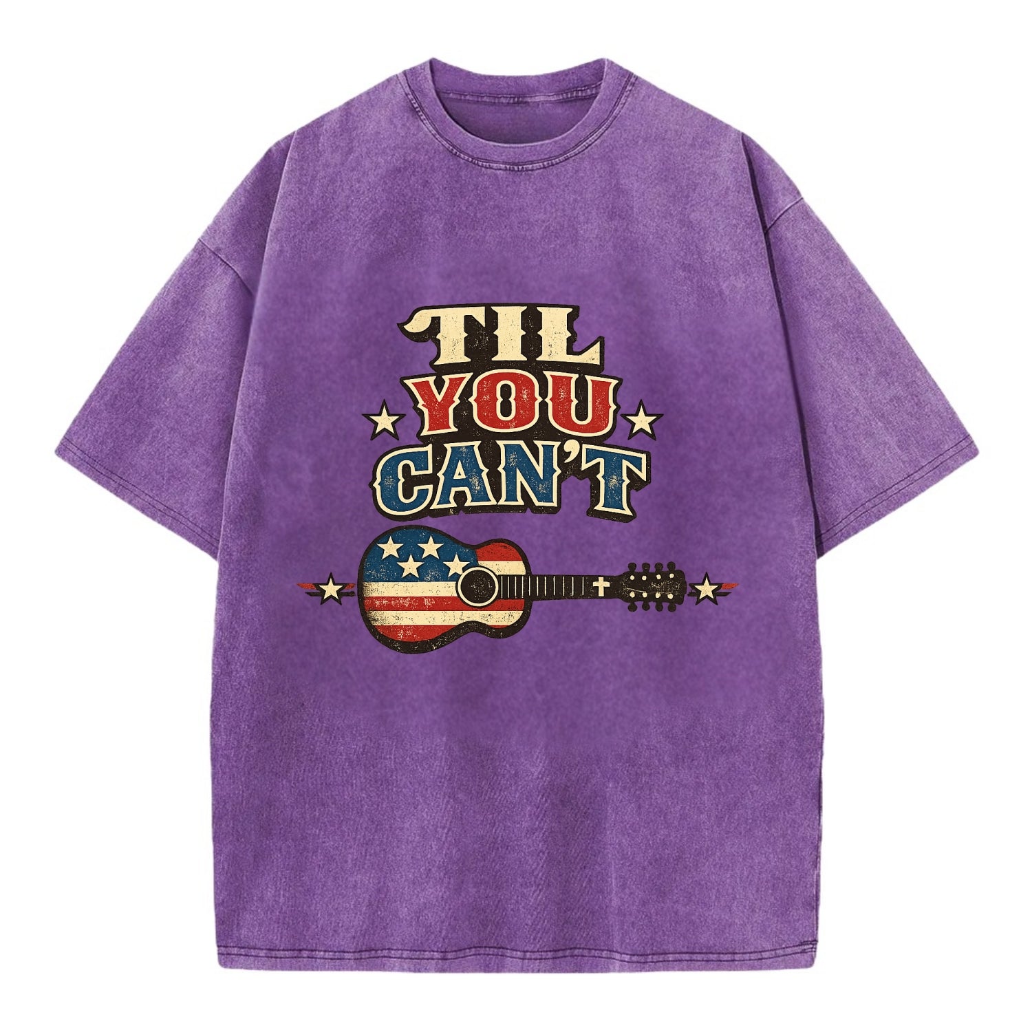 Til You Cant - Flag Guitar - Vintage T-shirt - Purple