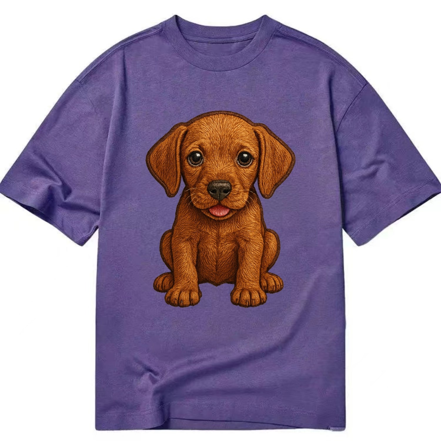 Baby Vizsla Puppy - golden rust coat, soulful eyes, athletic build, front-facing, - Classic T-shirt - Purple