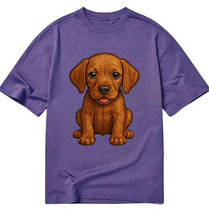 Baby Vizsla Puppy - golden rust coat, soulful eyes, athletic build, front-facing, - Classic T-shirt - Purple