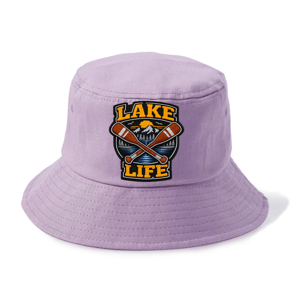 CANOE PADDLE - wooden paddle crossed in brown and cream , lake life - Bucket Hat - Purple