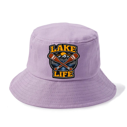 CANOE PADDLE - wooden paddle crossed in brown and cream , lake life - Bucket Hat