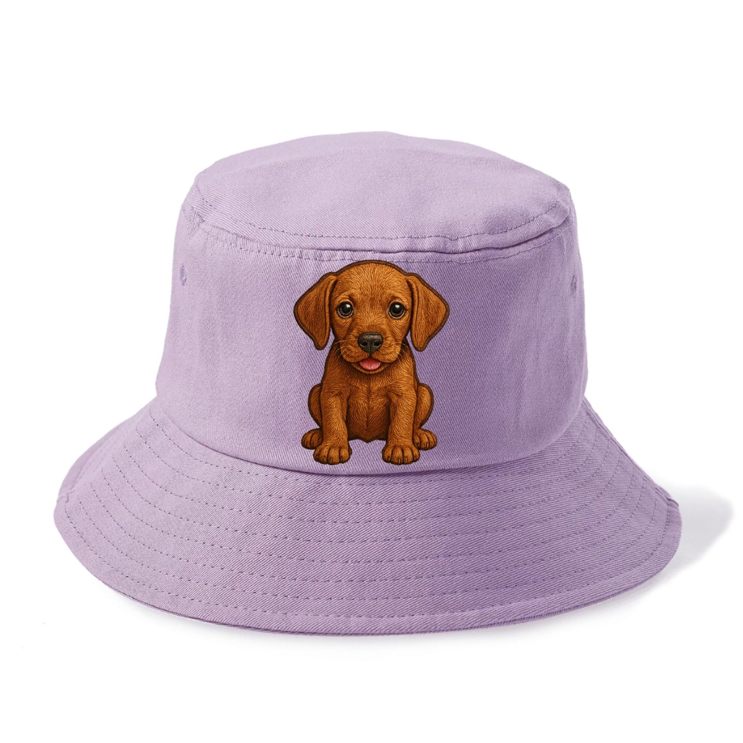 Baby Vizsla Puppy - golden rust coat, soulful eyes, athletic build, front-facing, - Bucket Hat - Purple