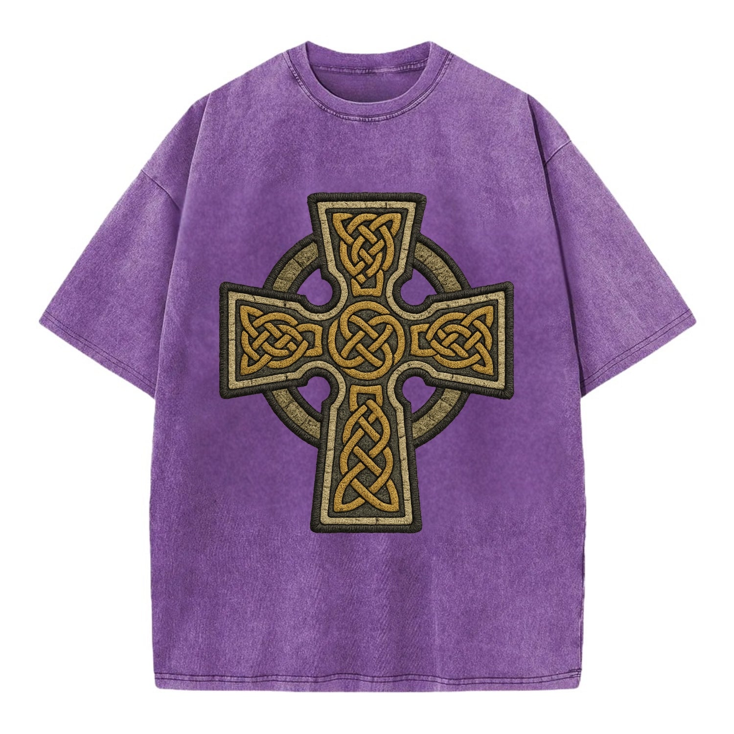 Celtic Cross  - Vintage T-shirt - Purple