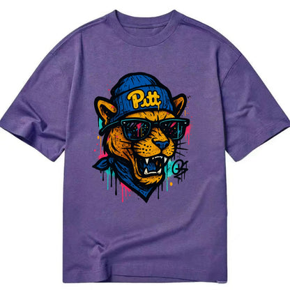 Pittsburgh Panther wearing Pitt beanie with script patch - Classic T-shirt - Purple