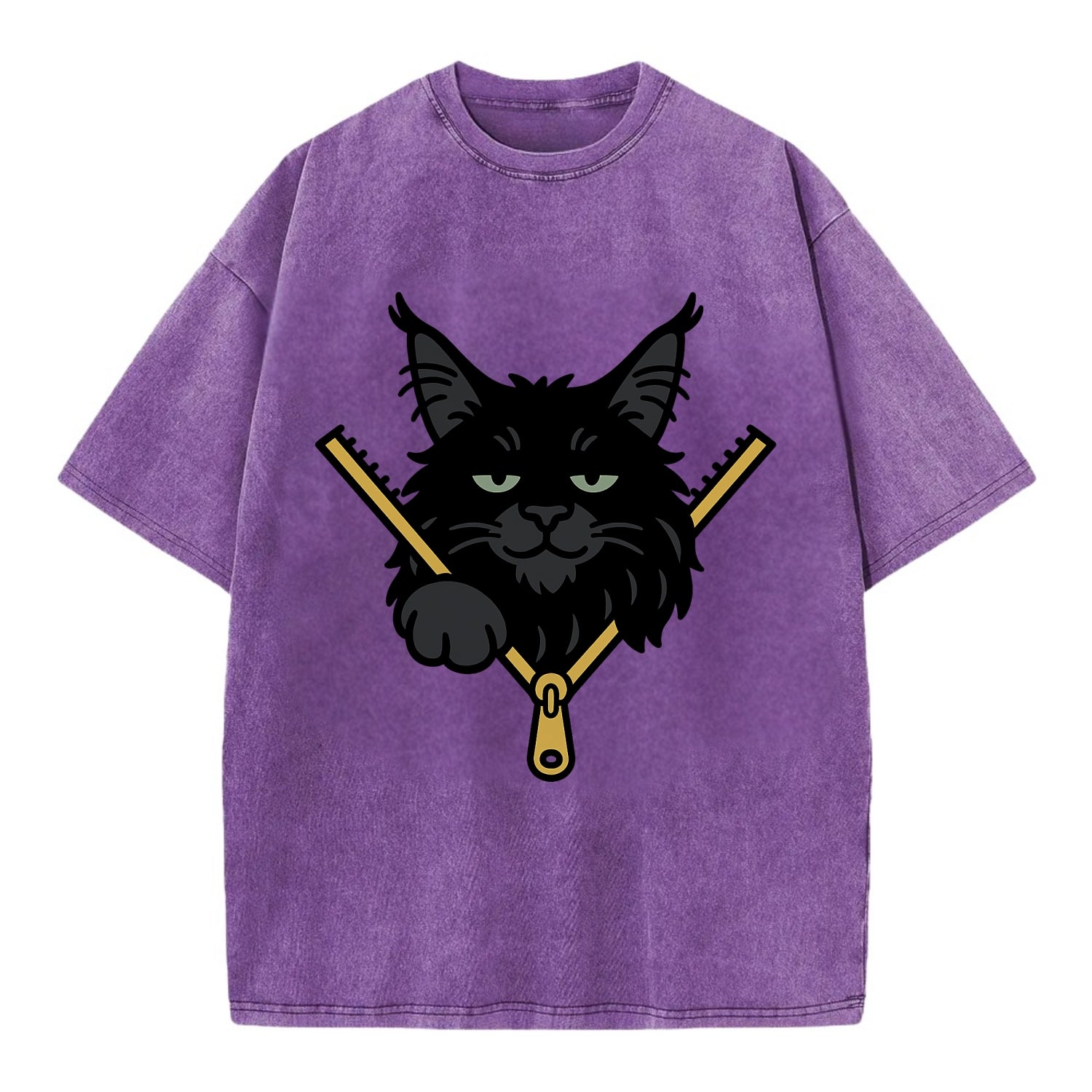 Black Maine Coon - Vintage T-shirt - Purple
