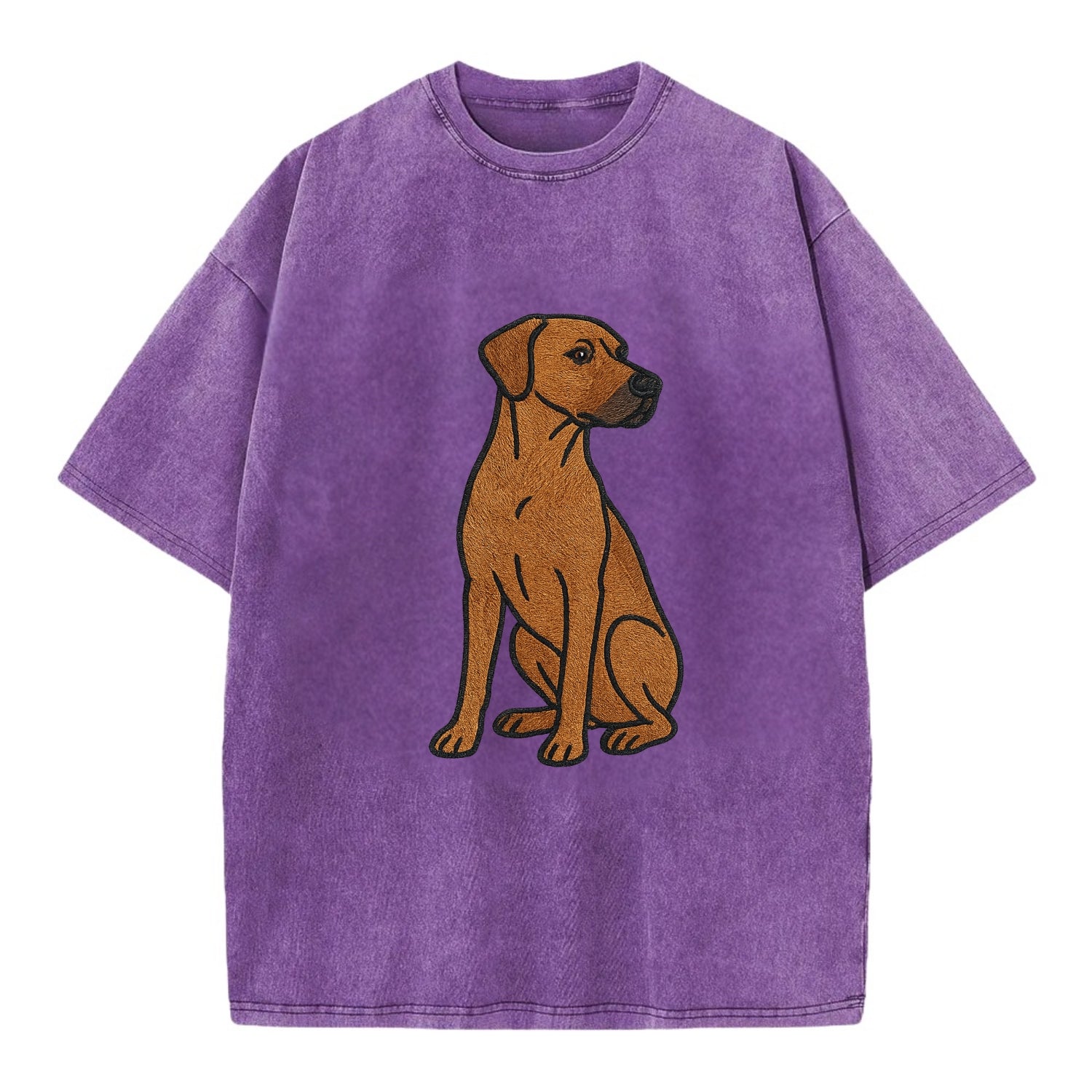 Rhodesian Ridgeback - Red wheaten embroidered pose - Vintage T-shirt - Purple