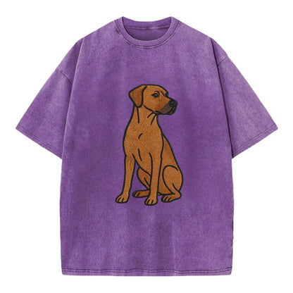 Rhodesian Ridgeback - Red wheaten embroidered pose - Vintage T-shirt - Purple