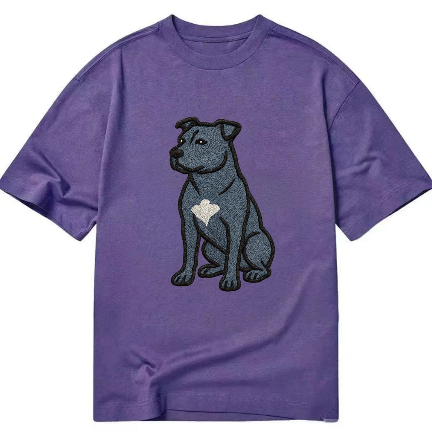 American Staffordshire Terrier - Blue embroidered design - Classic T-shirt - Purple