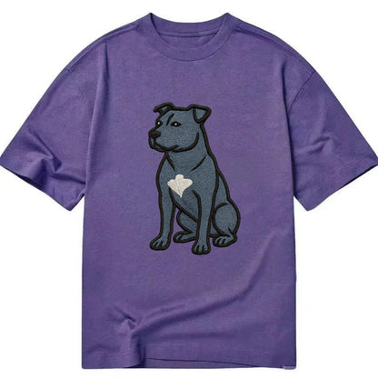 American Staffordshire Terrier - Blue embroidered design - Classic T-shirt - Purple