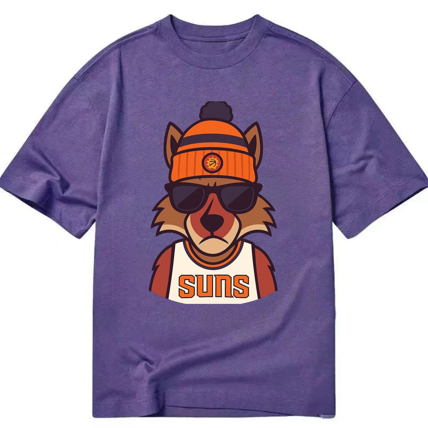 Arizona Coyote wearing Suns beanie with desert sun patch and wayfarer sunglasses - Classic T-shirt - Purple