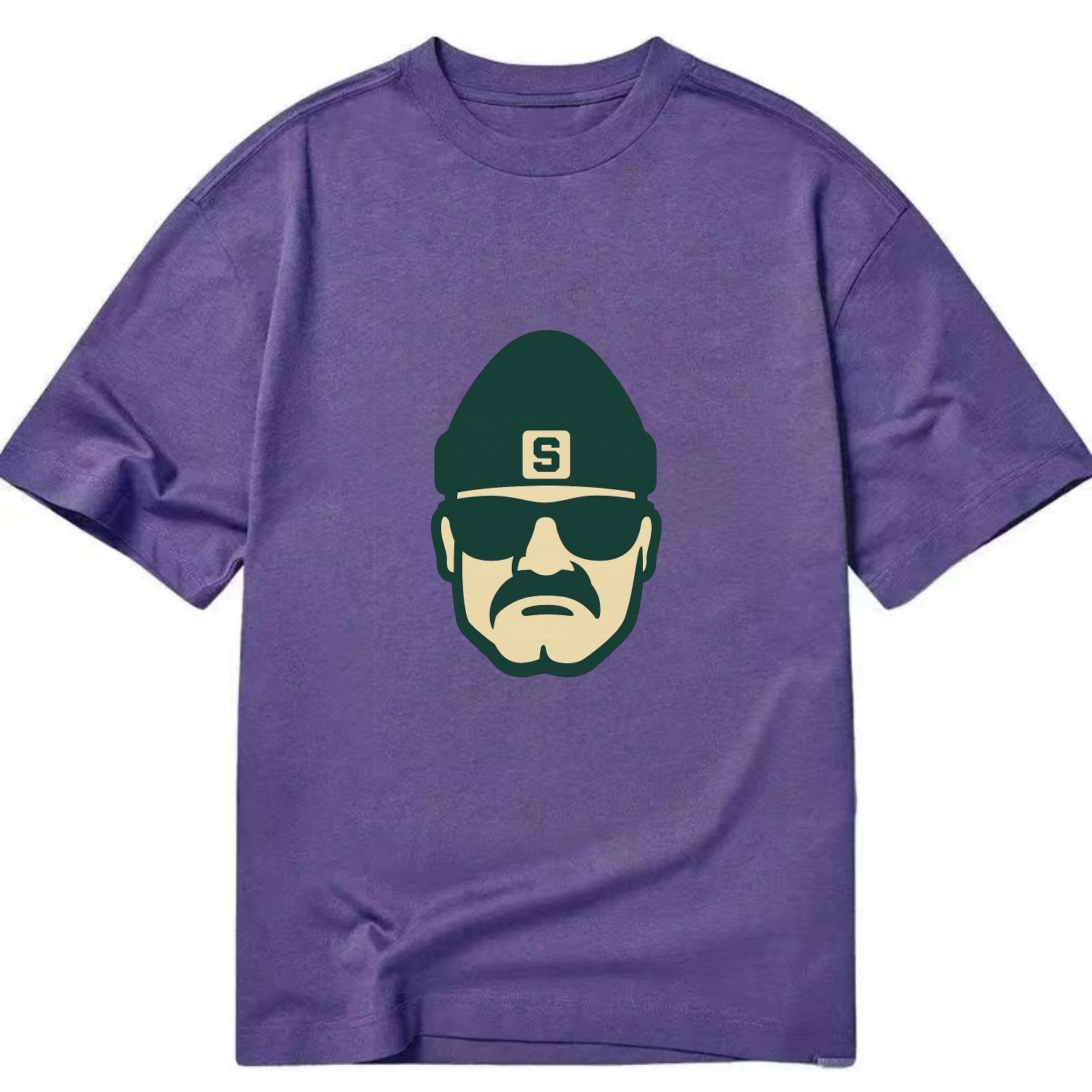 East Lansing Spartan wearing Michigan State beanie with S patch - Classic T-shirt - Purple