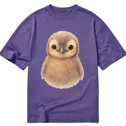 Baby King Penguin - orange cheek patches, fluffy brown, large eyes, front-facing, - Classic T-shirt - Purple