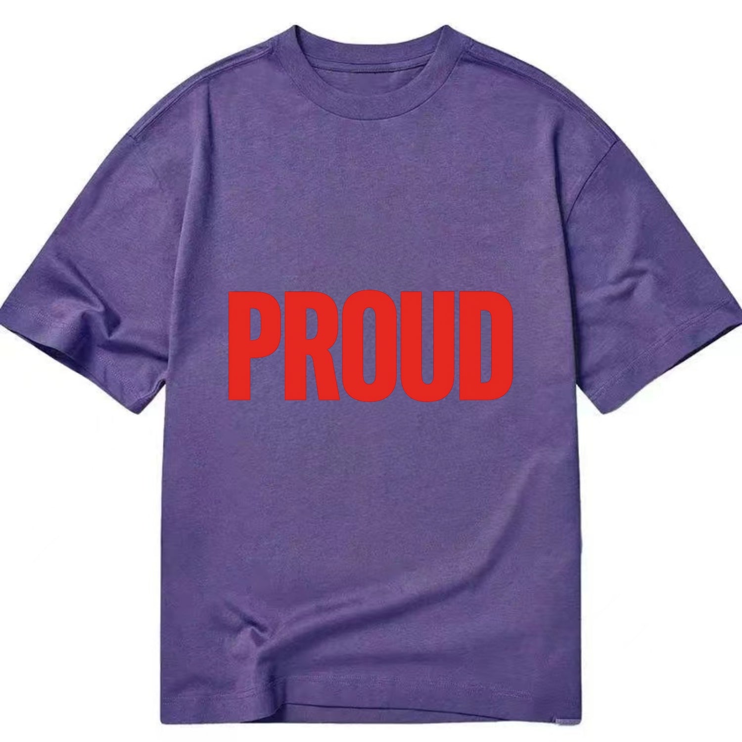 Bold typography design - "PROUD" - satisfied, honored, dignified - Classic T-shirt - Purple