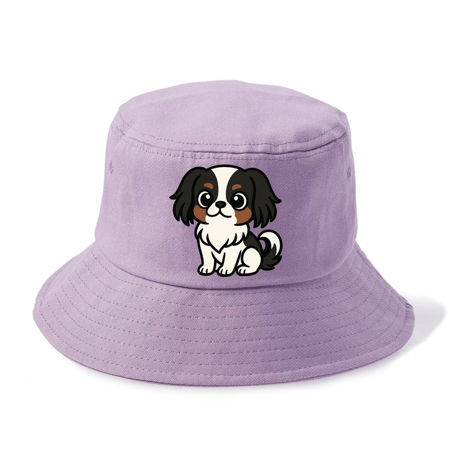 Japanese Chin - Black and white sitting pose - Bucket Hat - Purple