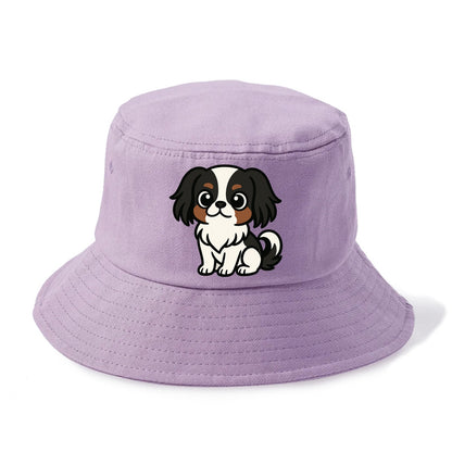 Japanese Chin - Black and white sitting pose - Bucket Hat - Purple