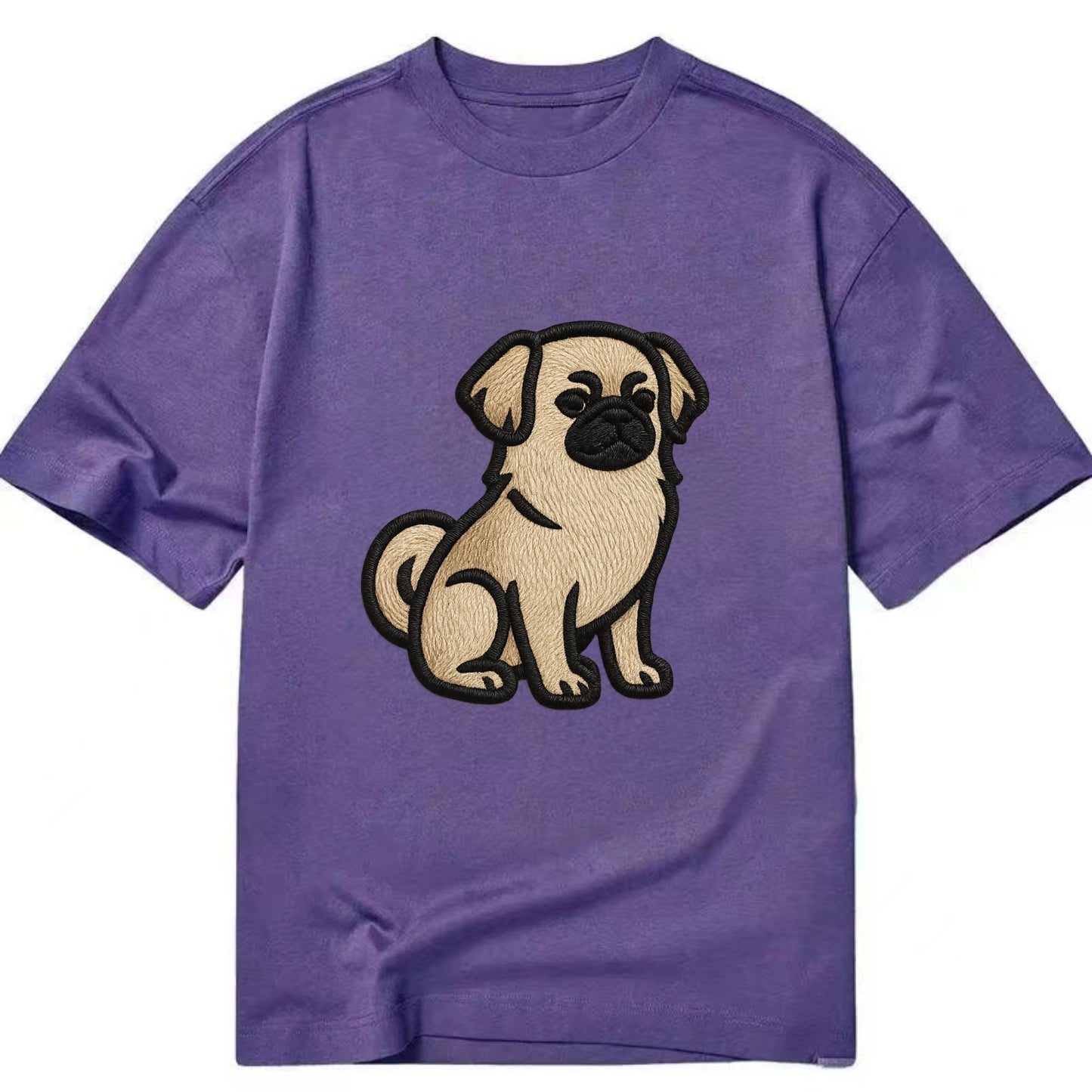 Tibetan Spaniel - Fawn small dog embroid - Classic T-shirt - Purple