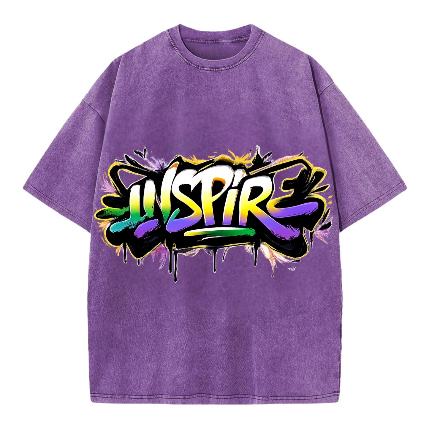 Bold typography design - "INSPIRE" - motivating others, being the spark - Vintage T-shirt - Purple