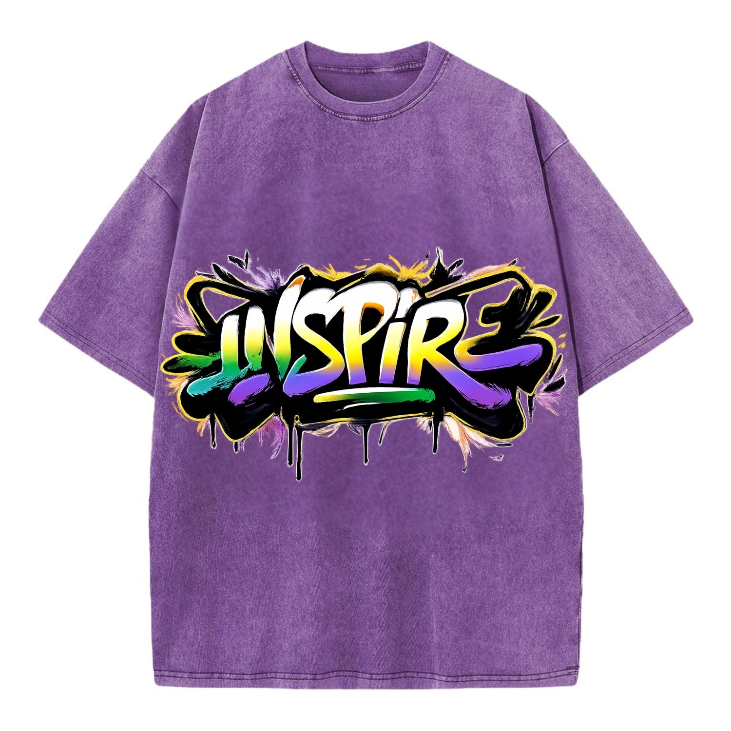 Bold typography design - "INSPIRE" - motivating others, being the spark - Vintage T-shirt - Purple