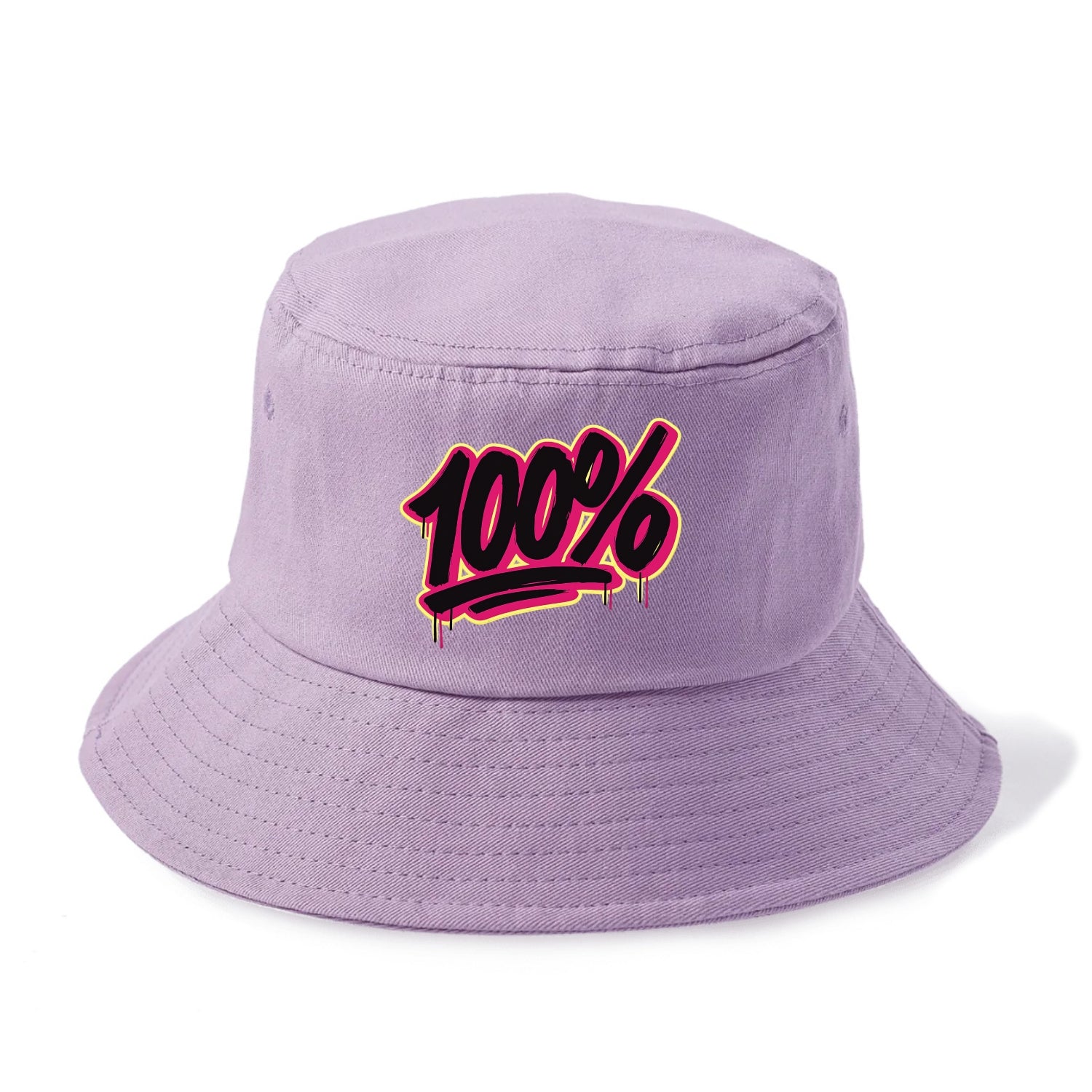 Bold typography design - "100%" - all in, fully committed - Bucket Hat - Purple