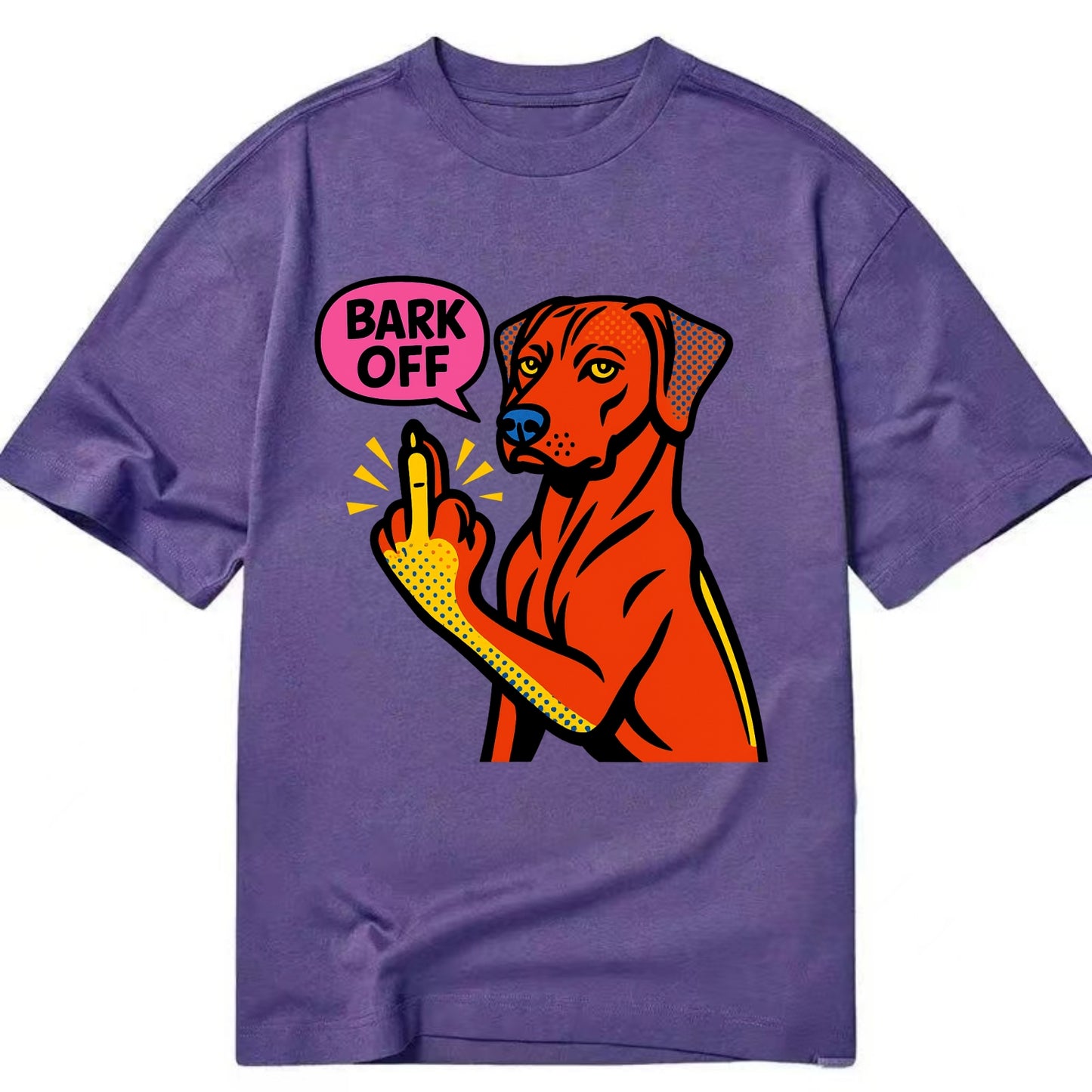 Rhodesian Ridgeback with distinctive ridge on back, athletic muscular paw up - Classic T-shirt - Purple