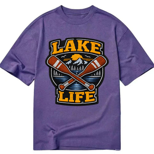 CANOE PADDLE - wooden paddle crossed in brown and cream , lake life - Classic T-shirt