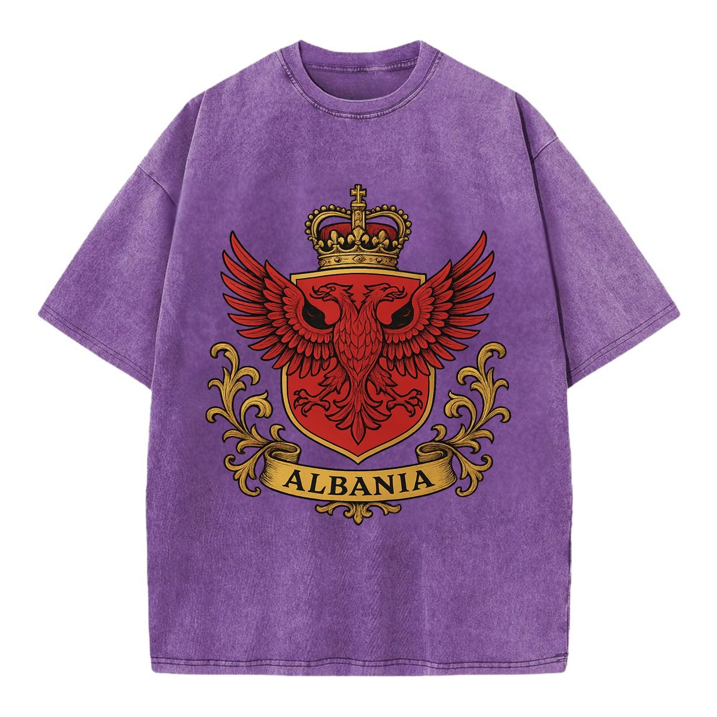 Albania Heritage Badge  - Vintage T-shirt - Purple