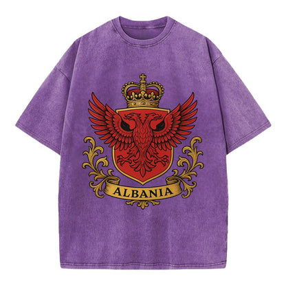 Albania Heritage Badge  - Vintage T-shirt - Purple