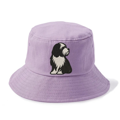 Tibetan Terrier - Black and white long c - Bucket Hat - Purple
