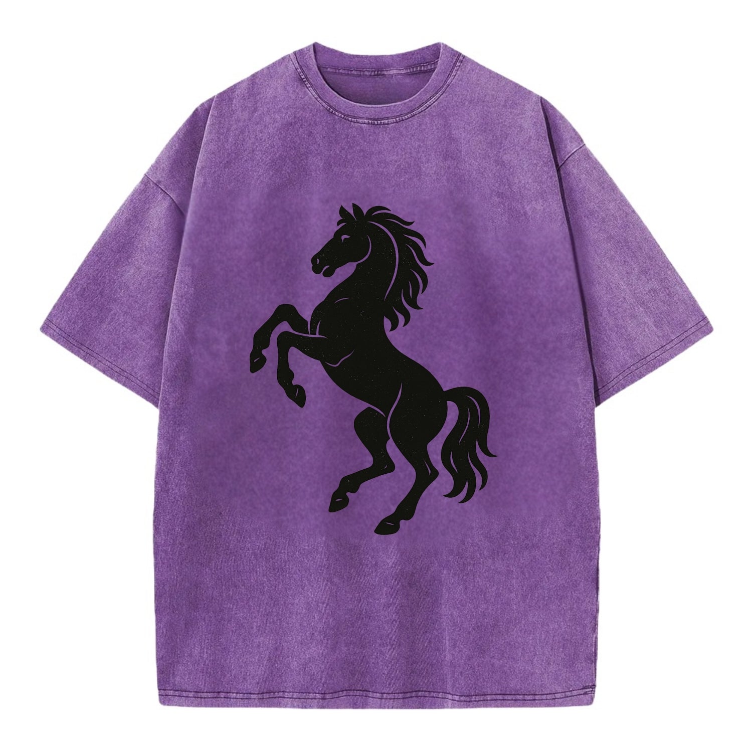 Stallion rearing on hind legs - Vintage T-shirt - Purple
