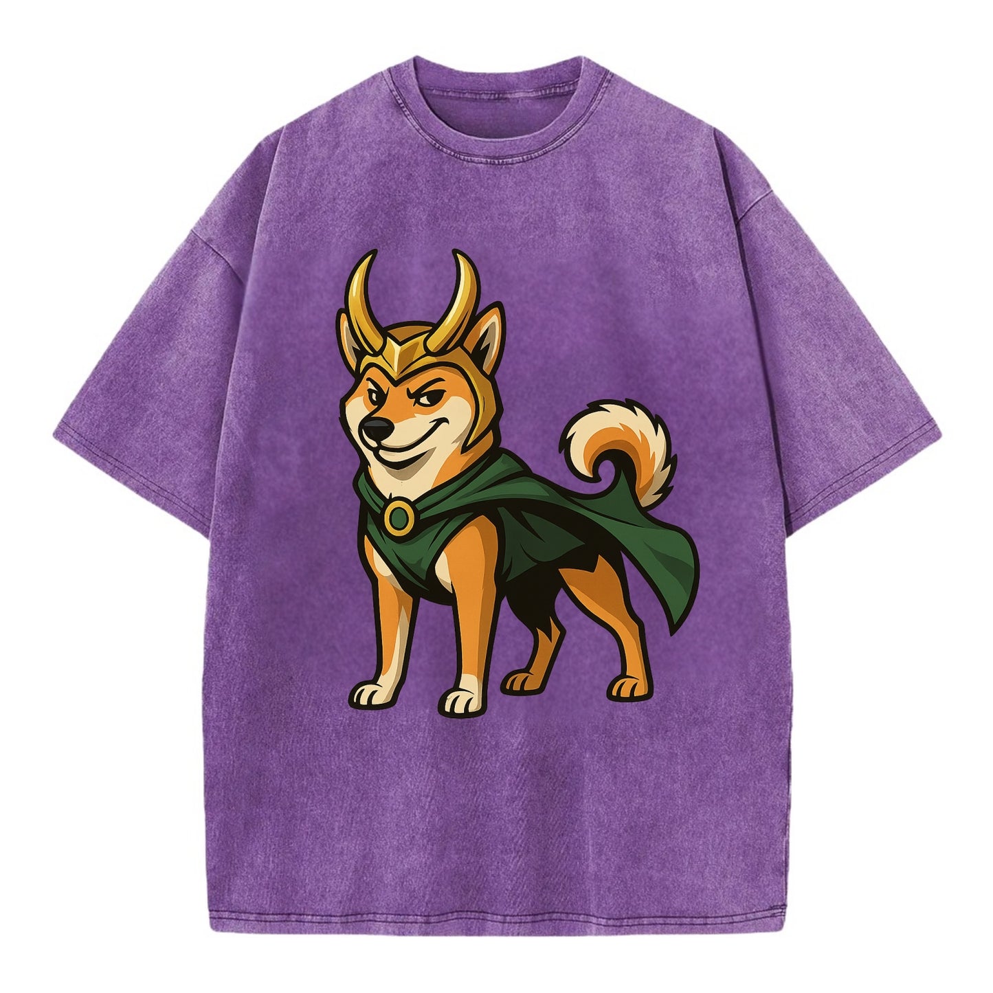 Shiba Inu Loki  - Vintage T-shirt - Purple
