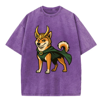 Shiba Inu Loki  - Vintage T-shirt - Purple