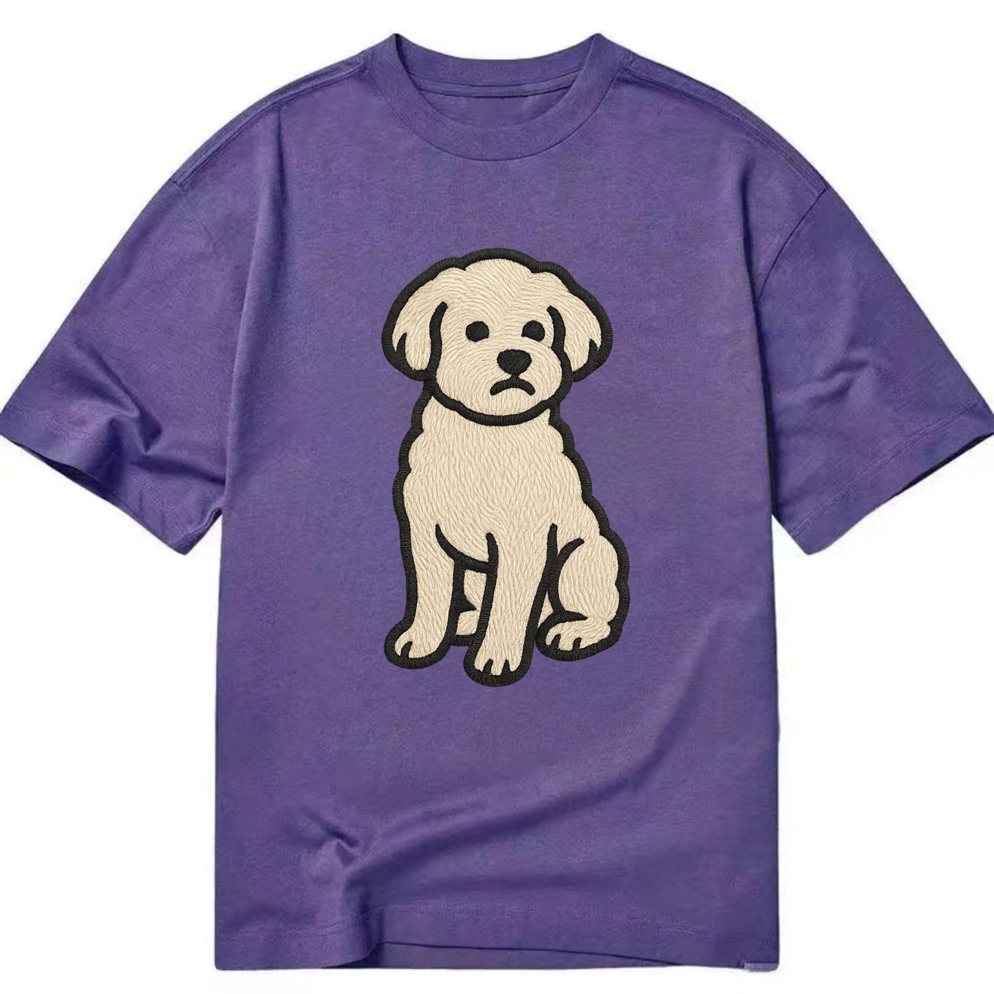Maltipoo - White curly sitting pose - Cl Classic T-shirt - Purple