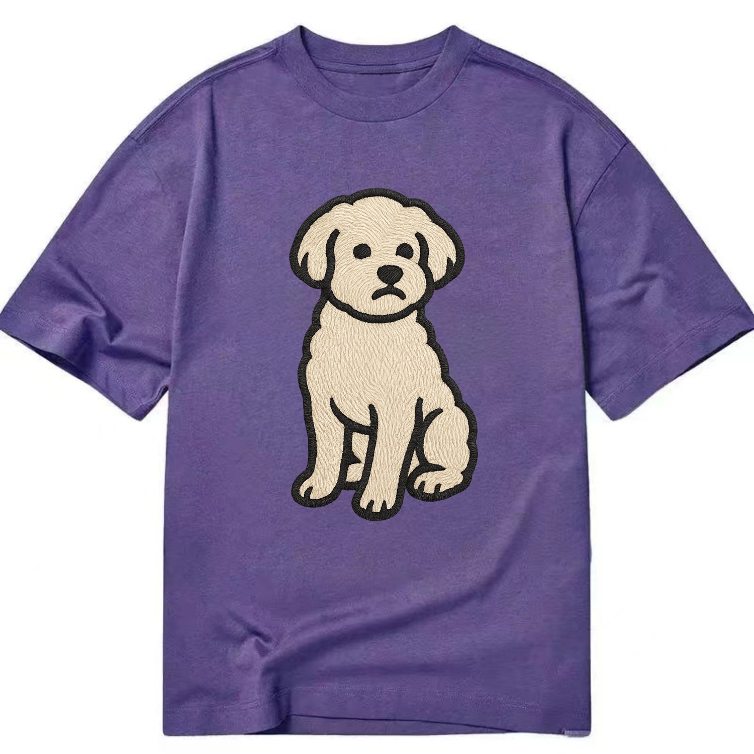 Maltipoo - White curly sitting pose - Cl Classic T-shirt - Purple