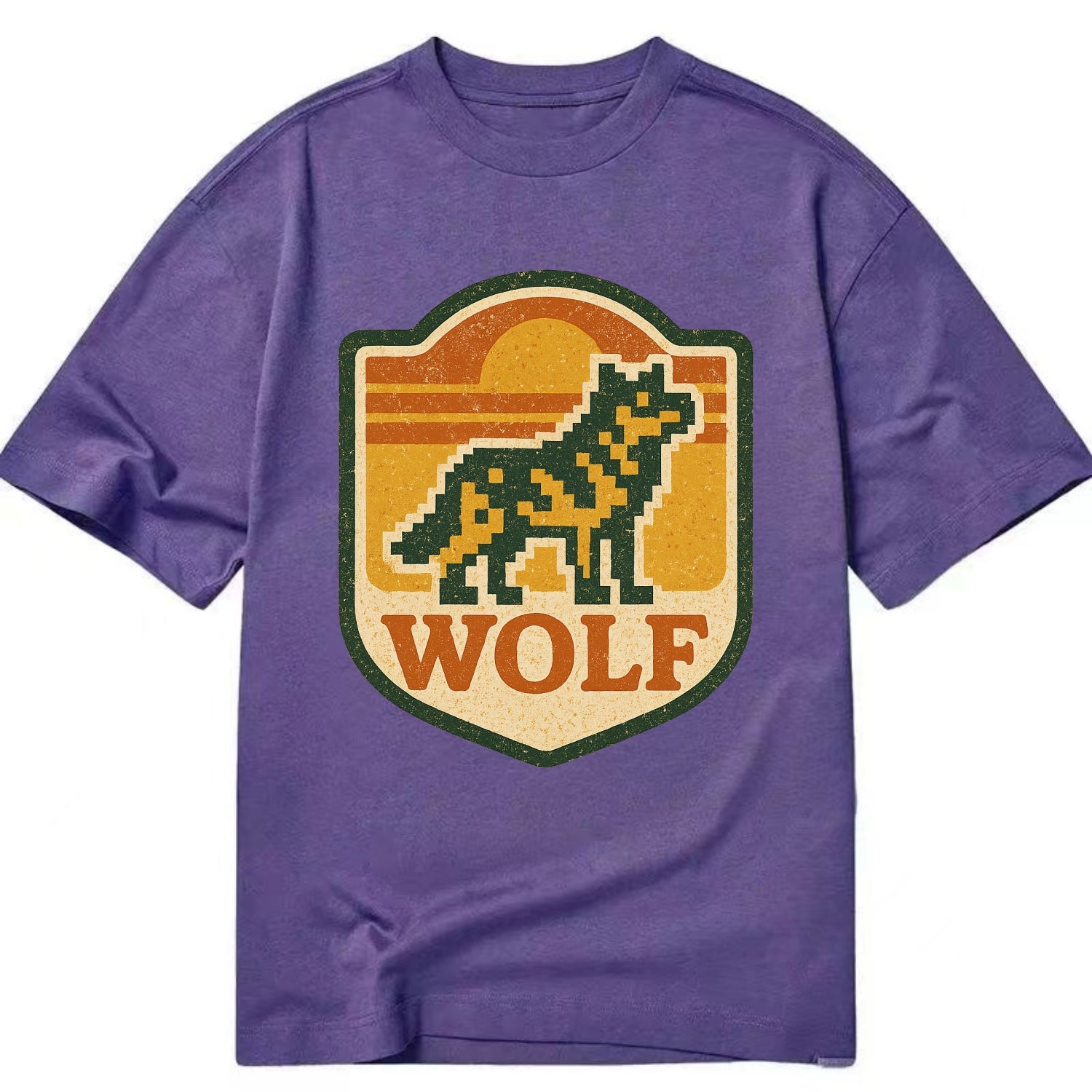 Digital Pixel Wolf  - Classic T-shirt - Purple