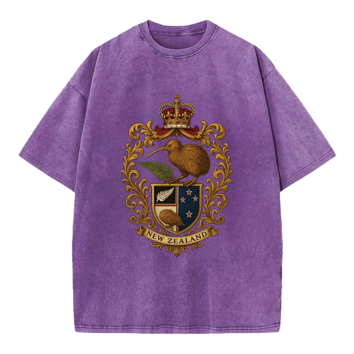 New Zealand Kiwi Emblem  - Vintage T-shirt - Purple