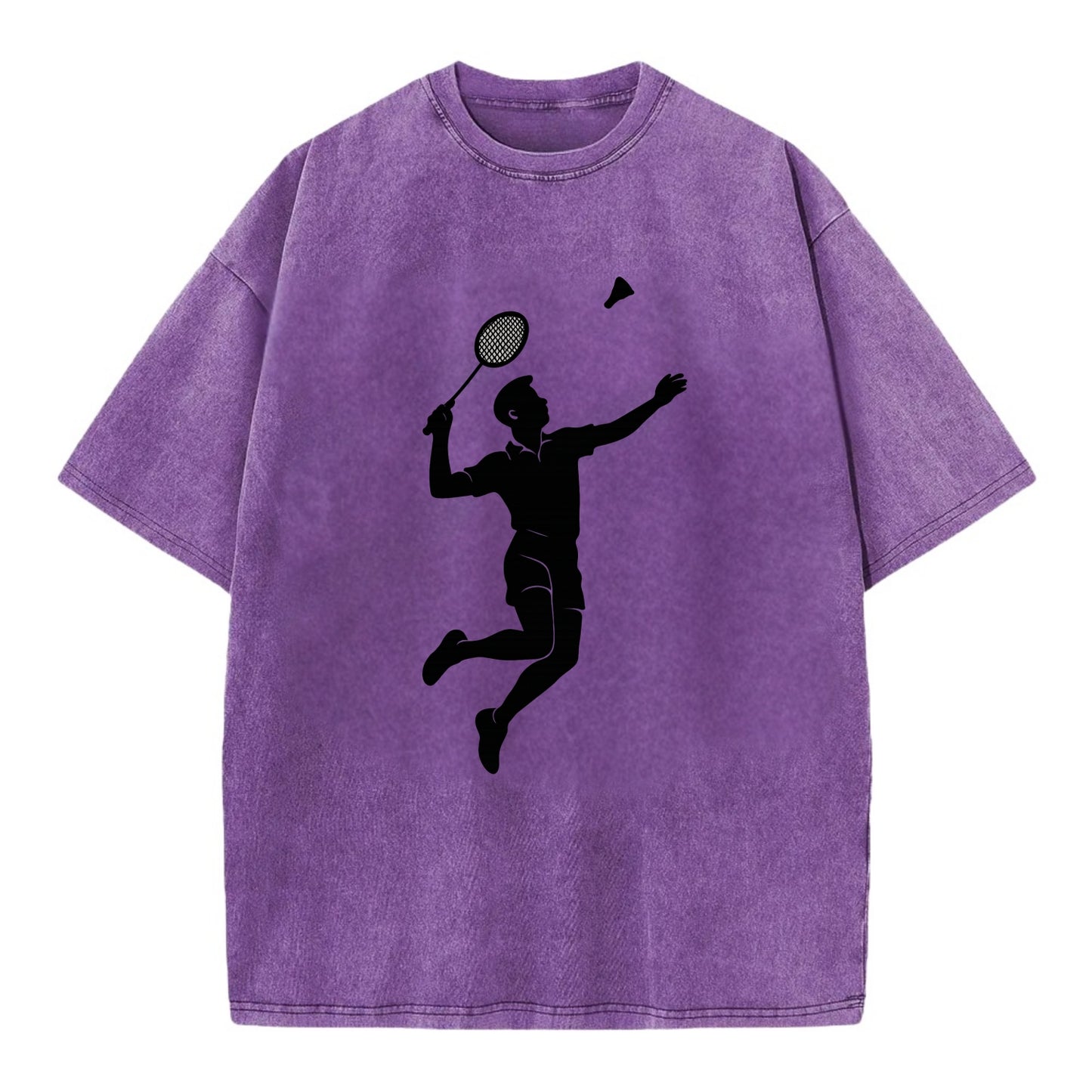 Badminton player jumping for a smash - Vintage T-shirt - Purple