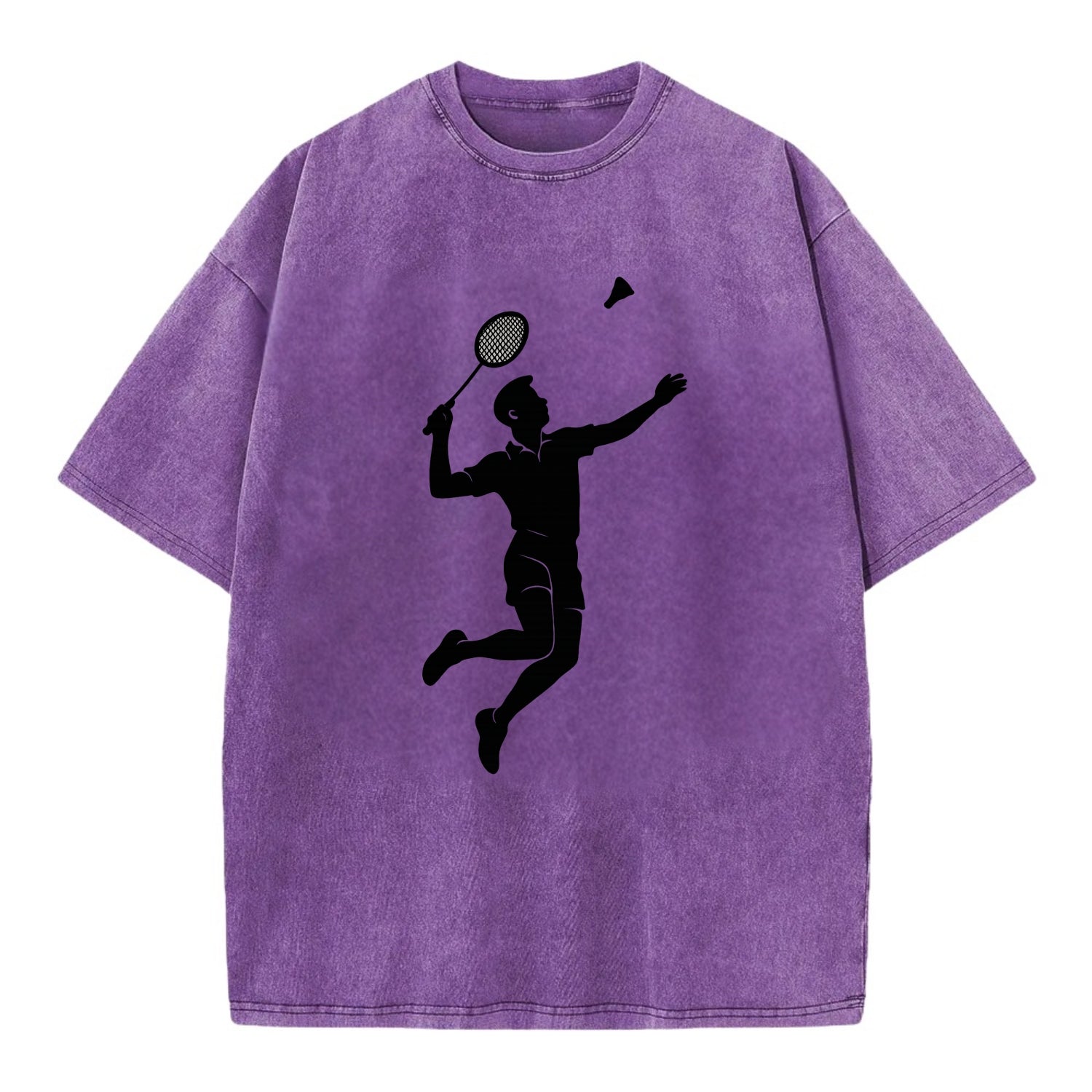 Badminton player jumping for a smash - Vintage T-shirt - Purple
