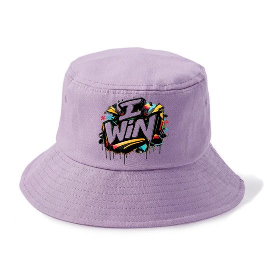 Bold typography design - "I WIN" - victory mindset, winning - Bucket Hat - Purple