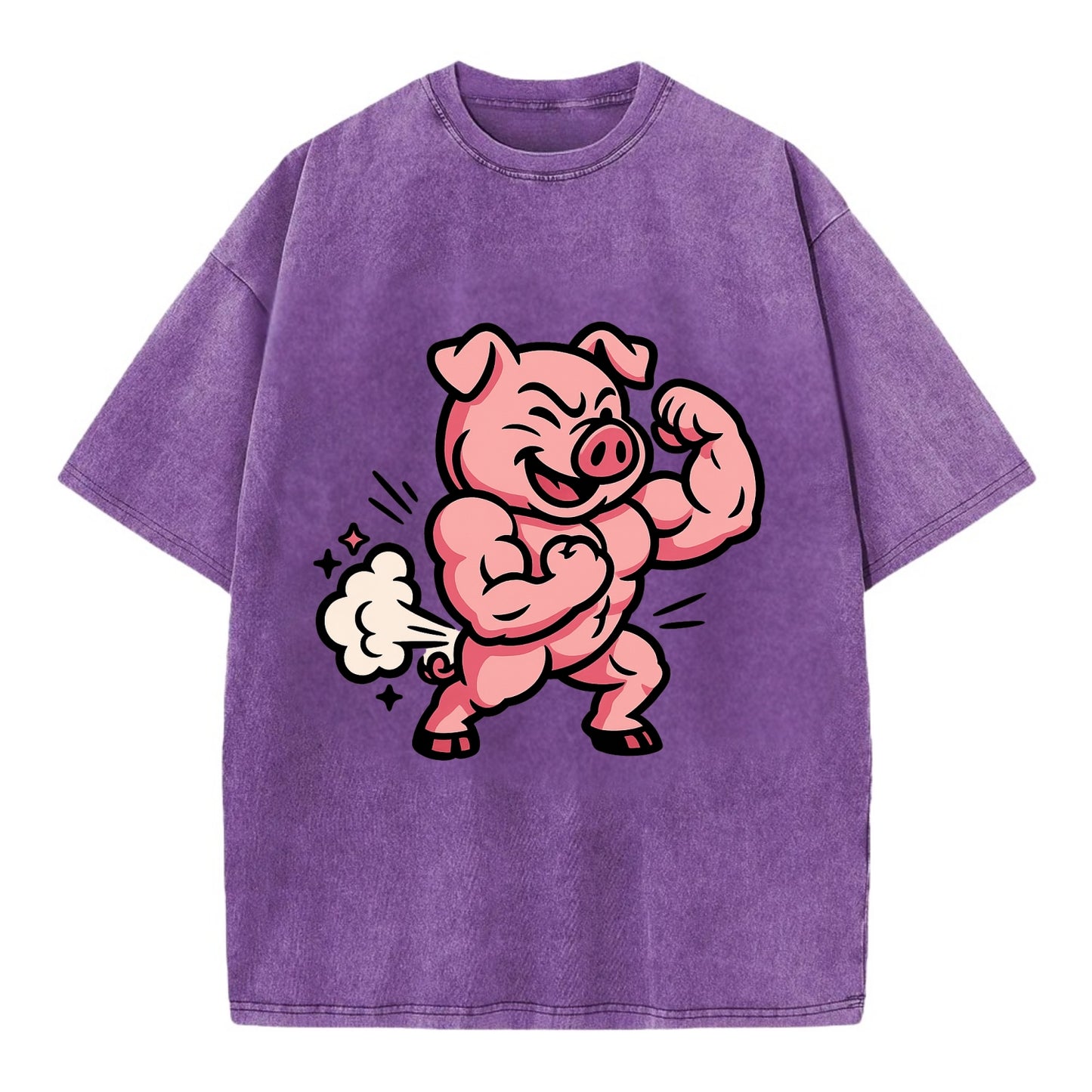 Strong Pig - Vintage T-shirt - Purple