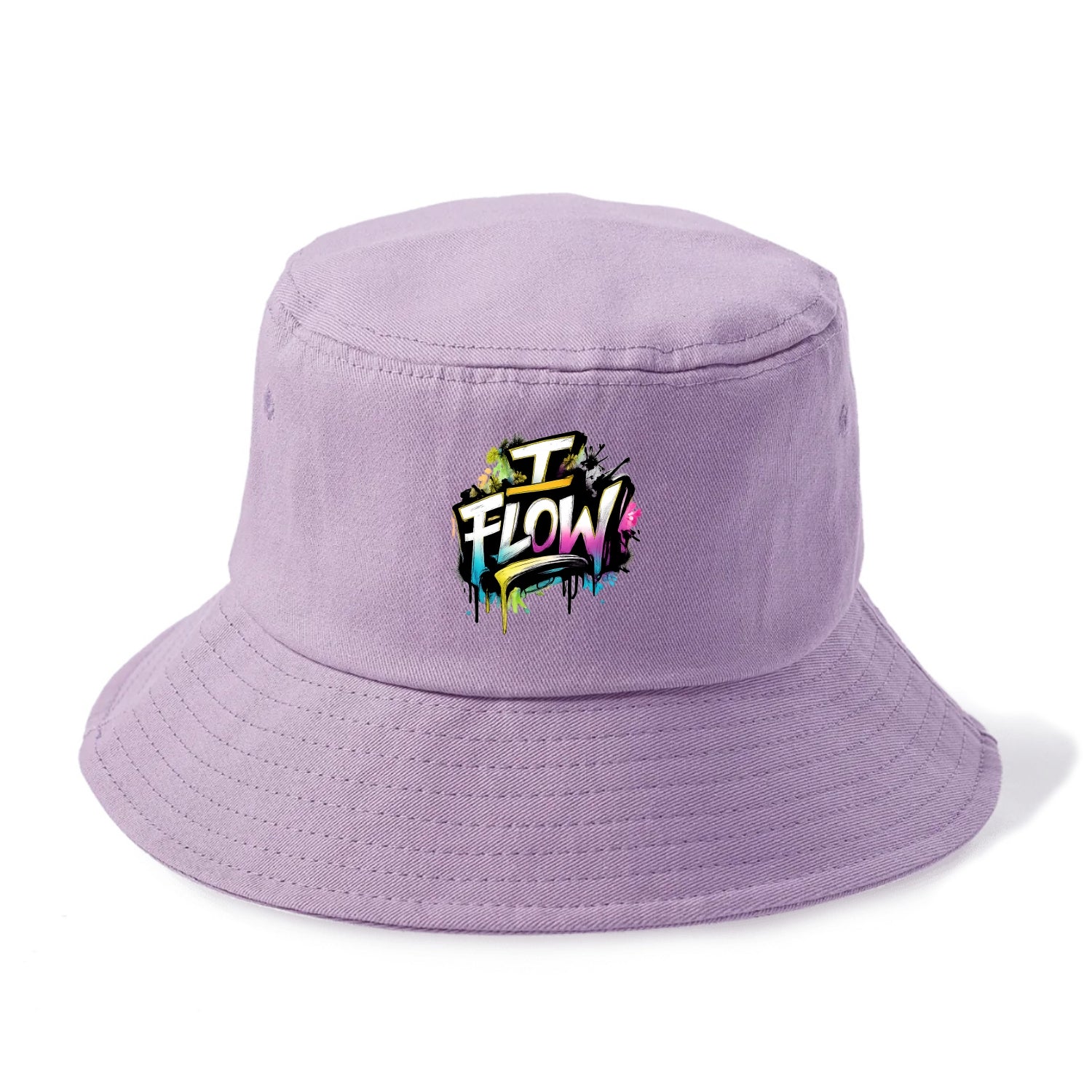 Bold typography design - "I FLOW" - going with life, easy movement - Bucket Hat - Purple
