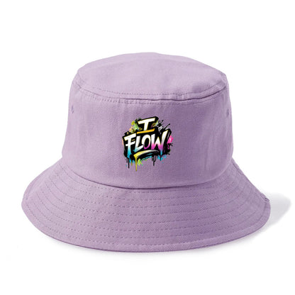 Bold typography design - "I FLOW" - going with life, easy movement - Bucket Hat - Purple