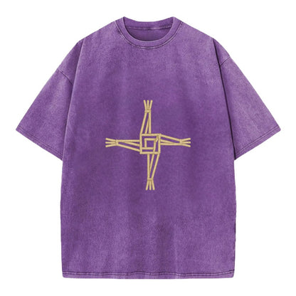 Saint Brigid's Cross  - Vintage T-shirt - Purple