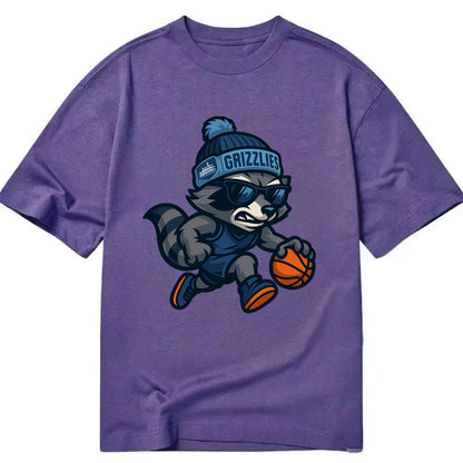 Memphis Raccoon wearing Grizzlies beanie with riverboat patch and wayfarer - Classic T-shirt - Purple