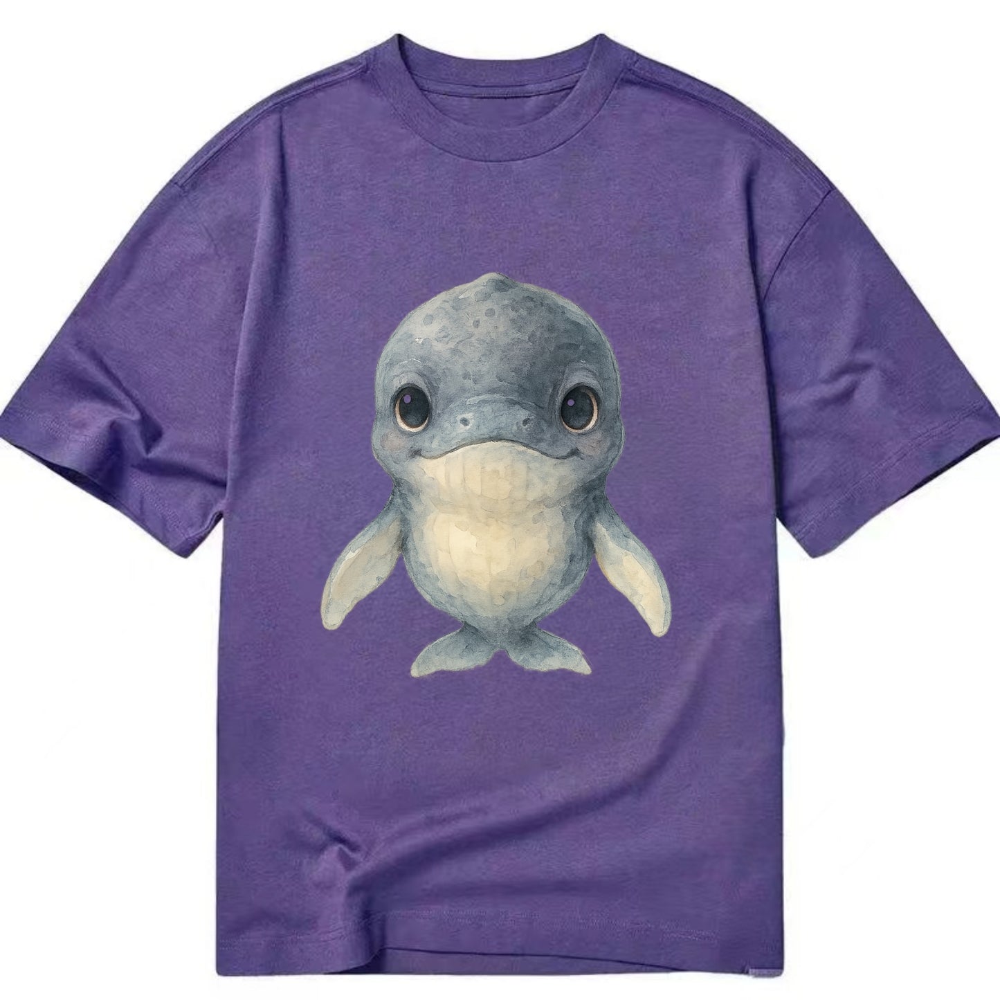 Baby Humpback Whale - dark gray with white flippers, large gentle eyes, - Classic T-shirt - Purple