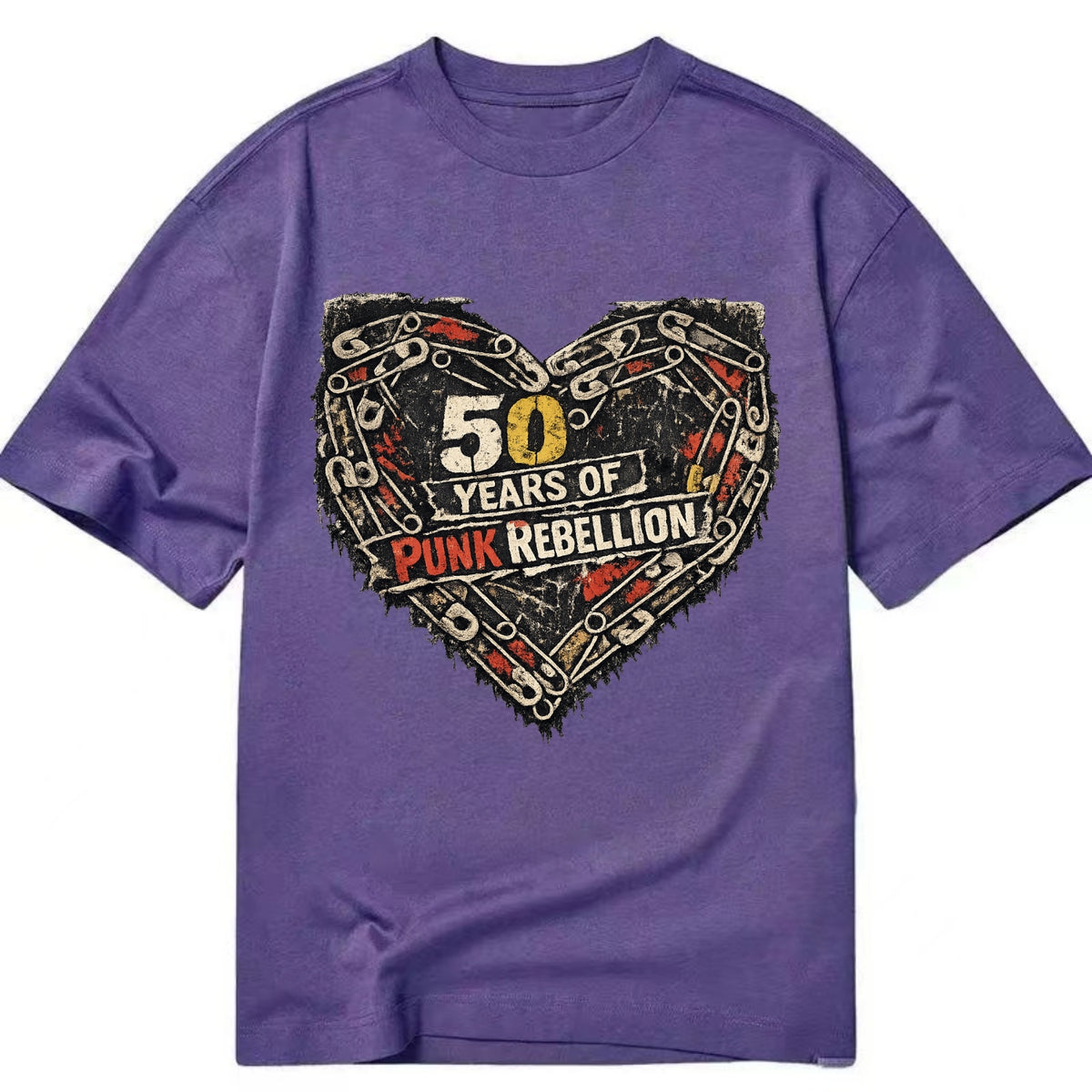 SAFETY PIN LOVE | Heart made of safety pins | Punk romance | DIY jewelry | - Classic T-shirt - Purple
