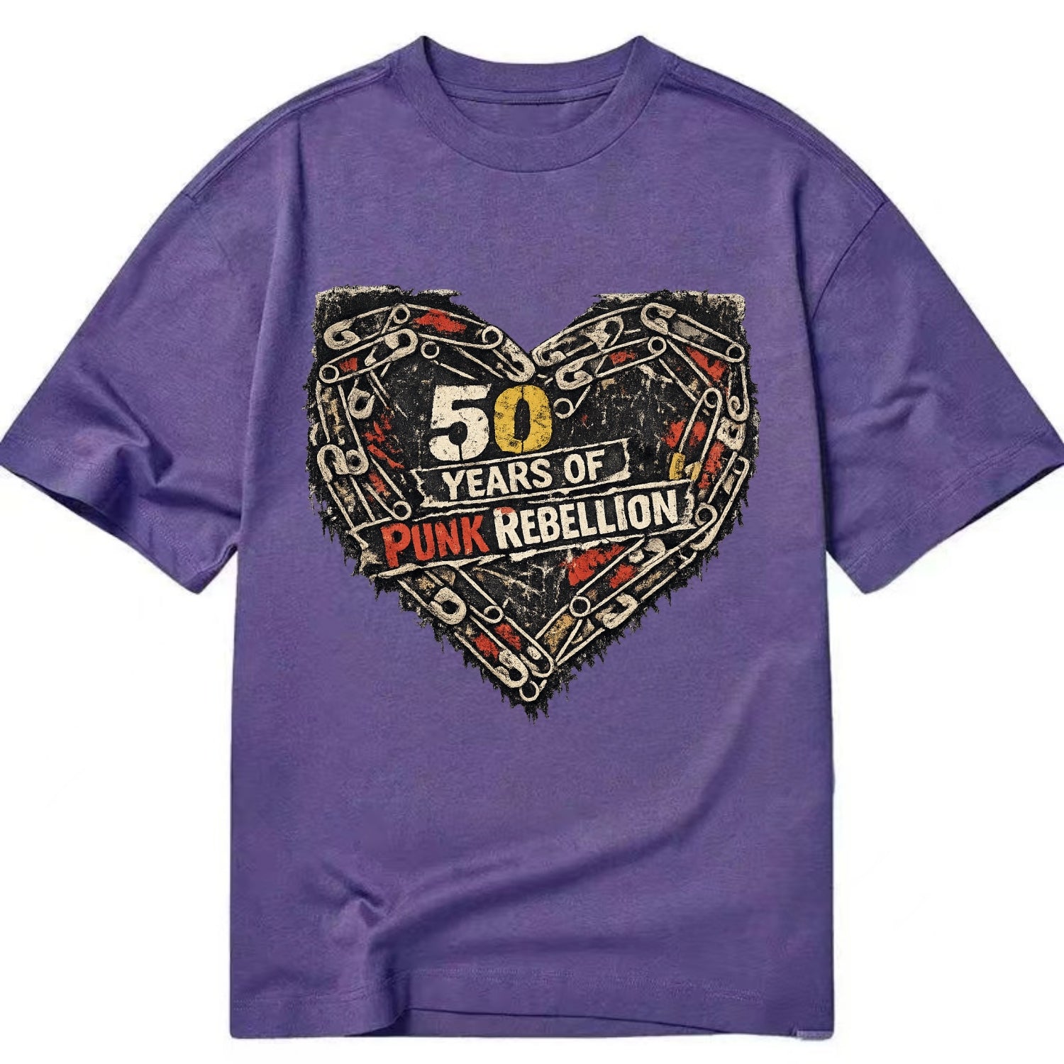 SAFETY PIN LOVE | Heart made of safety pins | Punk romance | DIY jewelry | - Classic T-shirt - Purple